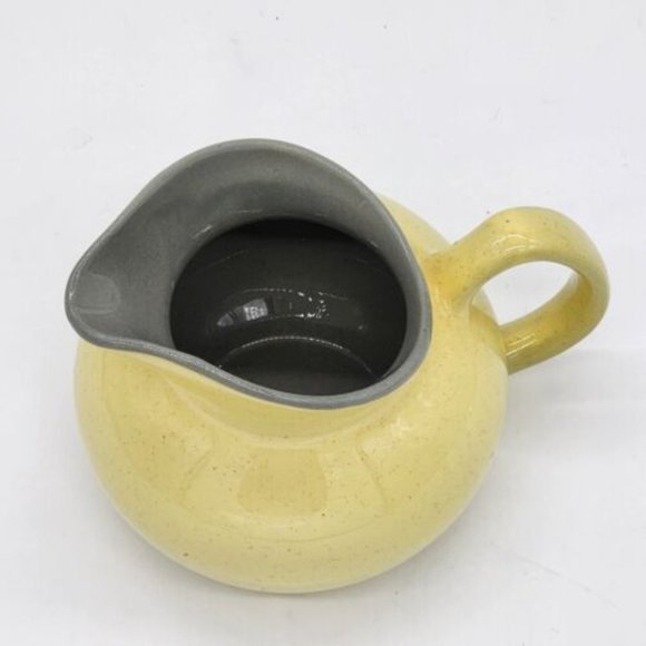 Vintage Harkerware Stone China Oven Proof Cream Pitcher Golden Dawn Yellow Gray - Picture 3 of 4